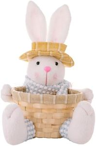 Easter Bunny Decor Candy Storage Basket, Handwoven Easter Bunny Candy Dishes Bowl，Cute Easter Eggs Container for Table Home Office Table Shelf Decor Party Wedding (blue)