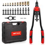 WETOLS 16" Rivet Nut Tool, Professional Rivet Nut Tool Kit with 11 Metric & Inch Mandrels M3 M4 M5 M6 M8 M10 M12, 10/24-1.06, 1/4-20, 5/16-18, 3/8-16, 110pcs Rivnuts and Blow Carry Case - WE889