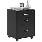 soges 3 Drawer Lockable Vertical File Cabinet Mobile Filing Cabinet on The Wheels, for Home Office,10CZSSFC04-1-5-CA (Black)