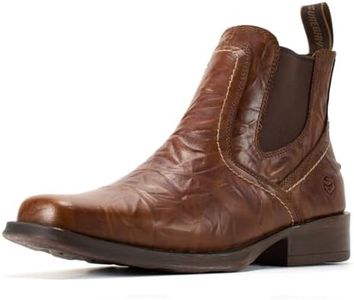 SUREWAY Men's Western Chelsea Cowboy Boots, Square Toe Ankle Slip-On