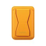 Captese Faux Leather Unisex Mag-Safe Wallet Pouch, 3-in-1 Wallet/Phone Grip/Phone Stand Design for iPhone 14/13 / 12 Series (Energy Yellow)