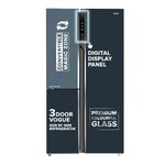 Haier 598L 3Star Vogue 3-Door Side by Side Frost Free Refrigerator|Expert Inverter Technology|Digital Display Panel|Jumbo Ice Maker|Deo Fresh Technology (HRT-683GOG, Grey Onyx Glass)