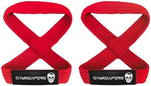 Gymreapers Figure 8 Lifting Straps for Deadlift, Powerlifting, Strongman, & Cross Training Strong Weightlifting Wrist Straps for Men, Women (Red, Medium)