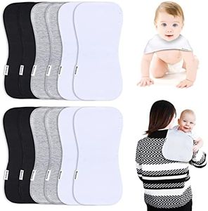 2-in-1 Burp Cloths for Baby Boys and Girls - Ultra Absorbent Burping Cloth, Burp Clothes, Newborn Towel - Milk Spit Up Rags - Burpy Cloth Bib for Unisex, Boy, Girl, 12-Pack