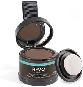REVO Root Touch Up Powder with Sponge Applicator for Precise Gray Hair Coverage, Easy Application, Long-Lasting, Instant Results (Medium Brown, 4g)