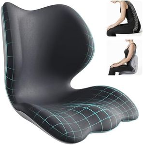 Back Support Ergonomic Seat Cushion for Office&Car Chair, Cushion with Pelvic & Butt Support,Posture Correction Pad for Driving Office chair cushion, Extra Thick Memory Foam, Long Sitting Comfort