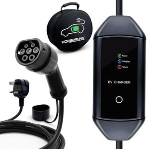VORSPRUNG® Portable EV Charger Type 2, 10A, 250 Watt 8 meters with Carry Case | Rapid Electric Vehicle Portable Charging Cable T2, EV Charger 3 Pin UK Plug to Type 2 for All Type 2 EVs/Phevs