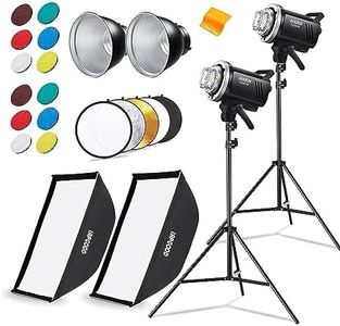 Godox MS300V Studio Flash Kit (2X 300W) with 2 Softboxes, 2 Light Stands, 2 Reflectors, LED Modeling Lamps, 2.4G Wireless X System, Bowens Mount – Ideal for Studio, Portrait & Fashion Photography