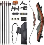 ZSHJGJR 62 Inch Takedown Recurve Bow and Arrow Set Archery American Hunting Bow for Adults & Youth Beginner Traditional Wooden Bow Longbow 20-50lbs Right handed for Outdoor Hunting Shooting Practice (35lbs)