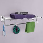 Primax Eco Stainless Steel Folding Towel Rack/Towel Stand/Hanger Bathroom Accessories/Chrome Finish (24 Inches-Chrome)