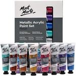 MONT MARTE Metallic Acrylic Paint Set 8 Piece x 36 ml Tubes, Lightfast Colors with Smooth Consistency and Opaque Metallic Finish.