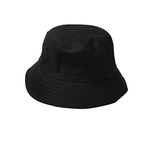 byou Bucket Hat,Fishing Hat Soft Cotton & Polyester Fabric Unisex Wide Sun Cap Windproof for Hiking Camping Traveling Fishing 56-58cm Black