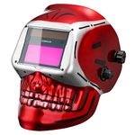 DEKO Welding Helmet Auto Darkening: True Color Solar Powered Auto Darkening Welding Helmets Welder Mask Hood (Skull Design)