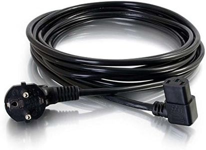C2G Câble d'alimentation à 90 degrés 16 AWG de 5 Mètres (IEC320C13R vers CEE 7/7 Schuko) Câble PC à angle droit de 15 pieds, Moniteur et appareil, Noir