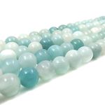 B2Beads Gemstone beads 6mm round, Verified and Packed in Canada, Natural Loose Stones, 60 beads/15” strand (Amazonite 6mm 1 strand-60 beads)