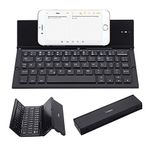 Folding Keyboard, Geyes Portable Ultra-Thin Wireless BT Keyboard Aluminum Alloy with Kickstand Universal for iPhone 7 / iPhone 7 Plus/Windows/iOS/Mac/Android Tablet/Smartphone (Black)