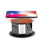 Link2Home Wireless Charging Pop Up Outlet 10W Fast Induction Charger with Type-C USB, 3 Power Outlets 15A, 2 USB Ports 3.0A, Splash Resistant, Matt Black Finish, for Kitchen Counter Island, Office