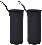 Lawnspet Water Bottle Sleeve Carrier 750ml/25 oz, Protable Insulated Neoprene Water Bottle Cover Tote Bag Case Pouch Holder for Kids Adults (2Pack Black, 750ml)