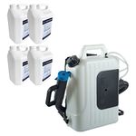 Ewbank EW5000PACK Commercial Disinfecting Fogger Machine Backpack Sprayer, 10 Litre Mist Blower for Sanitising Surfaces & Greenhouse Pest Control, Plus x4 5 Litre Disinfectant Bottles, White