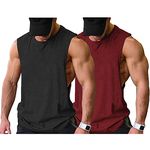 COOFANDY Men's Workout Tank Top 2 Pack Muscle Gym Sleeveless T Shirts Bodybuilding Tee Black Red, XX-Large