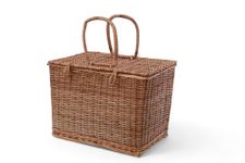 Rustic Rituals 100% Natural Wicker Handmade Portable Laundry Basket for Bathroom, Laundry Room with Lid | Laundry Basket | Toy Storage Basket| Brown Medium