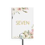 Wedding Table Numbers 1-15 and Top Table - 5x7 Inches, Blush Floral Design Printed Double Sided