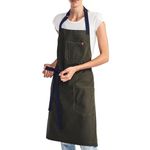 VERSAINSECT nett Essential Apron - Professional Chef Apron with Pockets & Adjustable Bib Strap for Cooking & Grilling - Kitchen Aprons for Men & Women - 12oz 100% Cotton Canvas Fabric - Olive Green