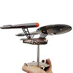 Star Trek Model, Spaceship Model Ornaments with LED Lights, Stainless Steel Enterprise Star Trek Spacecraft, Suitable for Office Home Decoration and Collection, Gift for Kids Men (With Light)