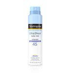 Neutrogena Ultra Sheer Body Mist Sunscreen Spray Broad Spectrum Spf 45, All Skin Type Lightweight, Non-Greasy & Water Resistant, Oil-Free & Non-Comedogenic Uva/Uvb Sunscreen Mist, 5 Oz (Pack Of 3)