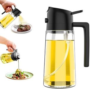 Ding Xi Oil Dispenser Bottle for Kitchen,2 in 1 Oil Dispenser and Oil Sprayer,450ml Olive Oil Dispenser Bottle,with Comfortable Handle Design for Barbecue, Air Frying Pan, Oven and Steak Frying