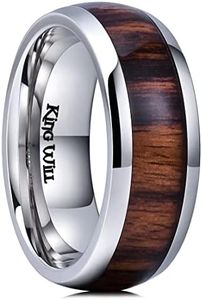 King Will Nature - Anello in titanio con intarsio in legno di koa, 7 mm, comodo da indossare, per uomo e donna, V 1/2(64.64mm), Titanio, Nessuna pietra preziosa