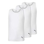 PUMA 3 Pack Boys' Classic Rib Tank Top, White, Large