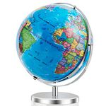 Goplus Desktop World Globe, 13'' Educational Geographic World Globe with LED Lights for Students Adults, 720° Rotation Decorative Globe, Easy to Read Labels over 4000 Locations for Classroom, Office