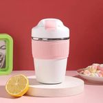 YELONA Macaroon 350 ML Double Wall Insulated Travel Coffee Tumbler Mug Sipper Thermos with 2in1 Flip Up Inbuilt Straw and Sip Lid, Leak Proof (Cherry Blossom)