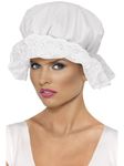 Smiffys Mop Cap, White with Lace, Historical Fancy Dress, Adult Dress Up Hats