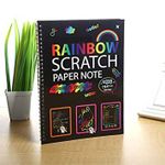 Edu Toys Big Size A4 Size 10 Pages Rainbow Scratch Paper Notes Scratch Art Activity Books 11 inch x 8 inch Scratch Magic Doodle Note Pad for Kids Arts and Crafts Perfect Travel Activity