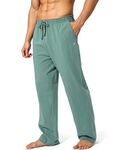 Pudolla Men's Cotton Yoga Sweatpants Athletic Lounge Pants Open Bottom Casual Jersey Pants for Men with Pockets (Green X-Large)