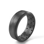 BULZi Wedding Bands, Massaging Comfort Fit Premium Silicone Ring with Airflow, Men’s and Women’s Rings, Breathable Flexible Work Safety Design (Granite Beveled, Size 11)