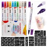 HAWINK Temporary Tattoo Markers for Skin, 10 Body Markers + 56 Large Tattoo Stencils for Kids and Adults, Dual-End Tattoo Pens Make Bold and Fine Lines with Cosmetic-Grade Christmas gifts for teen girls ZYH2208001KIT