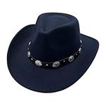 Willheoy Cowboy Hat for Men Women Western Cowgirl Hats Felt Fedora Hat Cowboy Costume (Blue)