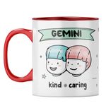 YuBingo Gemini Communication Mug - Kind & Compassionate, Zodiac Sign Mug, Red Inner & Handle (Red Inner & Handle, Tea Cup, 310ML)