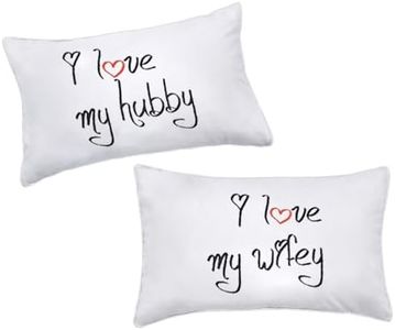I Love My Wifey and I Love My Hubby Couples pillowcasesWedding His and Her Pillows Fun LoverscouplesHusband and Wife (19x29 Pillowcases)