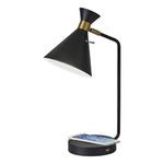 Adesso 4507-01 Maxine Adessocharge Desk Lamp, Matte Black W.Antique Brass Accents