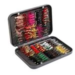 100pcs Fly Fishing Kit, Fly Fishing Assortment Kit with Storage Box Wet Dry Flies Nymphs Streamer Fly Lures Bait Hook for Trout Bass Salmon Fly Fishing Accessories Gear Gift