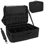 Relavel Travel Makeup Train Case Makeup Cosmetic Case Organizer Portable Artist Storage Bag with Adjustable Dividers for Cosmetics Makeup Brushes Toiletry Jewelry Digital Accessories Black