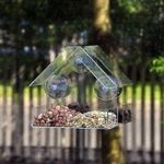 Garden Mile Clear Perspex Hanging Bird Feeder with Suction Cup - Ideal for Small Birds - Easy Refill & Clean - Window Bird Feeders (H15 x W15 x W6cm)