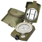 Lensatic Military Compass for Hiking - Tritium Compass Military Grade Style Camping Backpacking | Tactical Army Compass Survival Navigation | TurnOnSport Waterproof Sighting Compass with Pouch (Green)