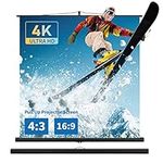 Portable Projector Screen and Stand, Projector Screen Pull Up, 60 Inch 16:9, Outdoor Projector Screen, 4K HD, Ultra Short-throw Projection Possible, Ideal for Home Theater, Business, Outdoor Movies.