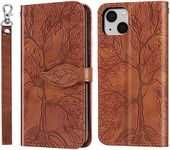 CXTCASE iPhone 13 / iPhone 14 Case PU Leather Folio Flip Cover with Card Slots, Magnetic Wallet Phone Case for iPhone 13 / iPhone 14 - Brown