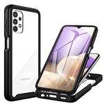 CENHUFO for Samsung Galaxy A32 5G Case Built-in Screen Protector Military Grade Shockproof Clear Cover 360° Full Body Protective Rugged Bumper Phone Case for Samsung Galaxy A32 5G 6.5 inch-Black